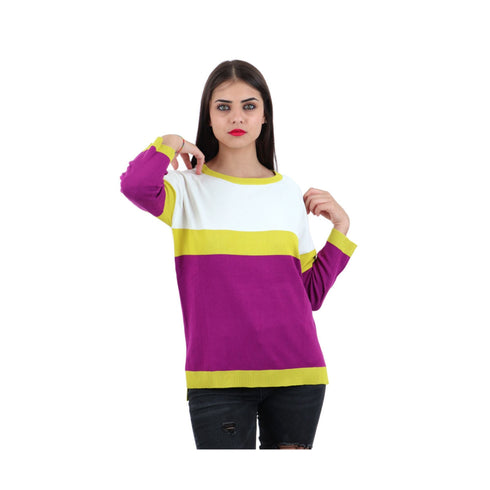 Emme Marella Maglia Maglia Donna in jersey color block Bianco ciclamino - Francavilla Moda